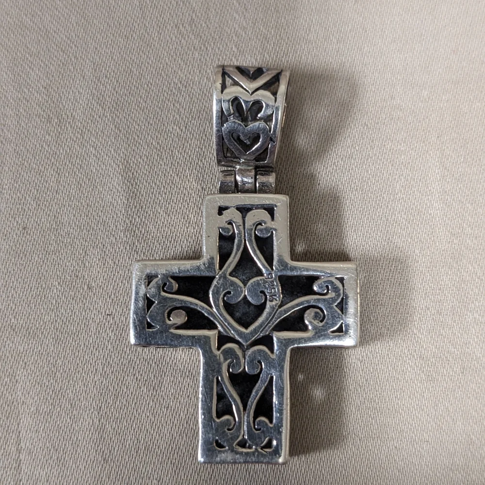 Vintage Sterling Silver Christian Cross Reversible Two-sided Open Work Design